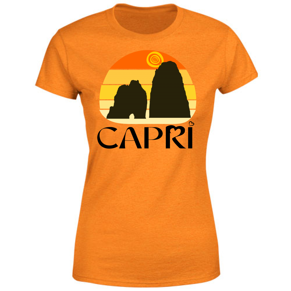 T-Shirt Donna CAPRI TRAMONTO VINTAGE SCRITTA NERA