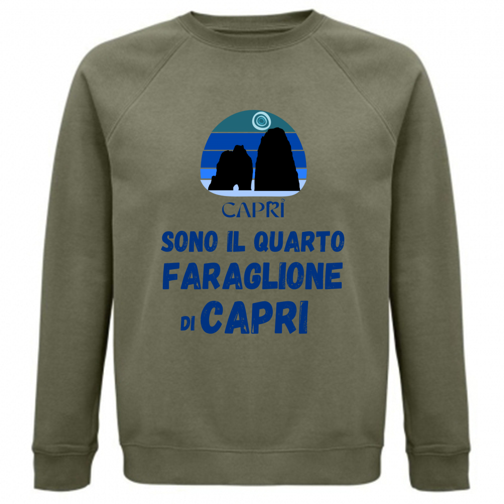 Felpa Unisex Organica SONO IL QUARTO FARAGLIONE DI CAPRI SCRITTA BLUE