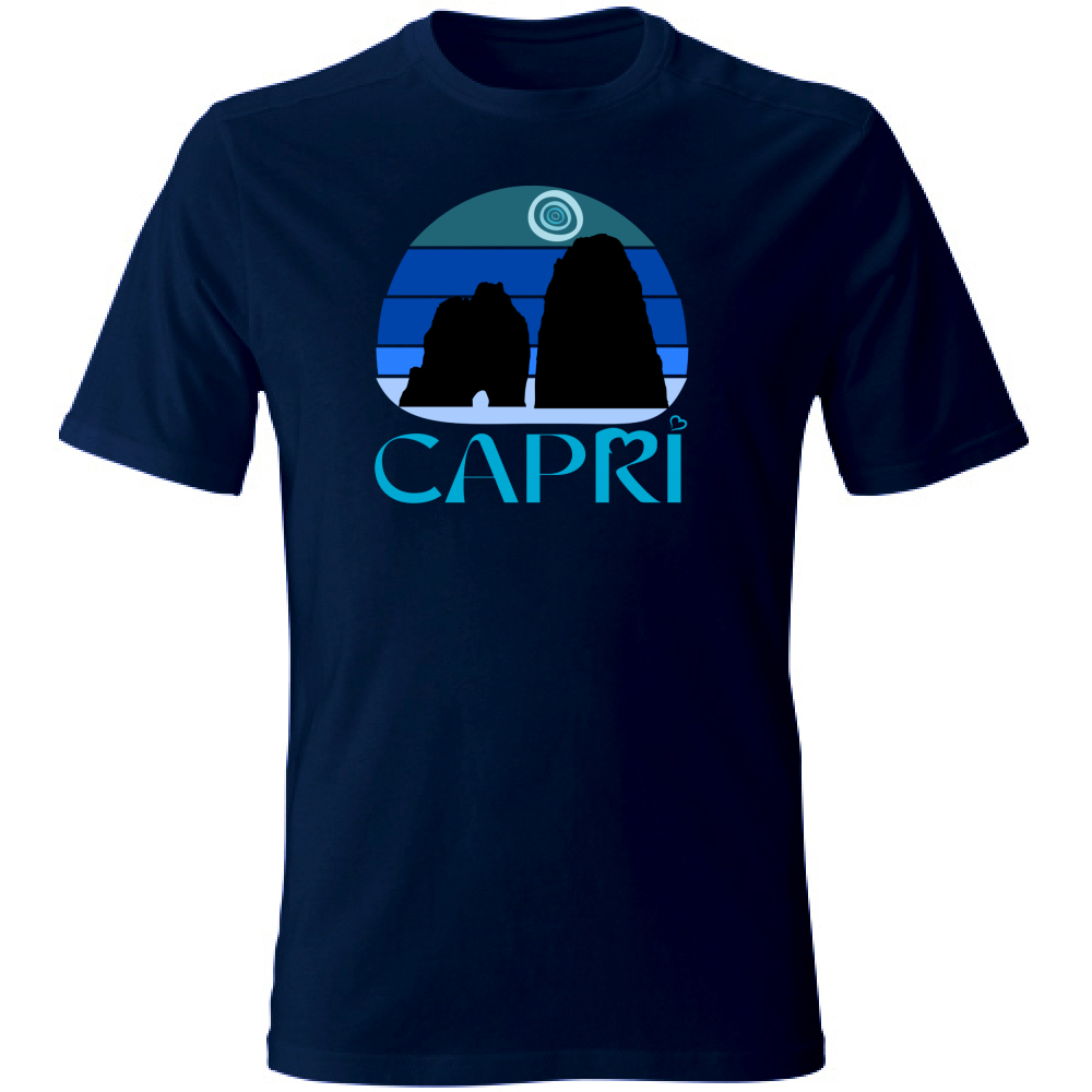 T-Shirt Unisex CAPRI VINTAGE TRAMONTO AZZURRATO