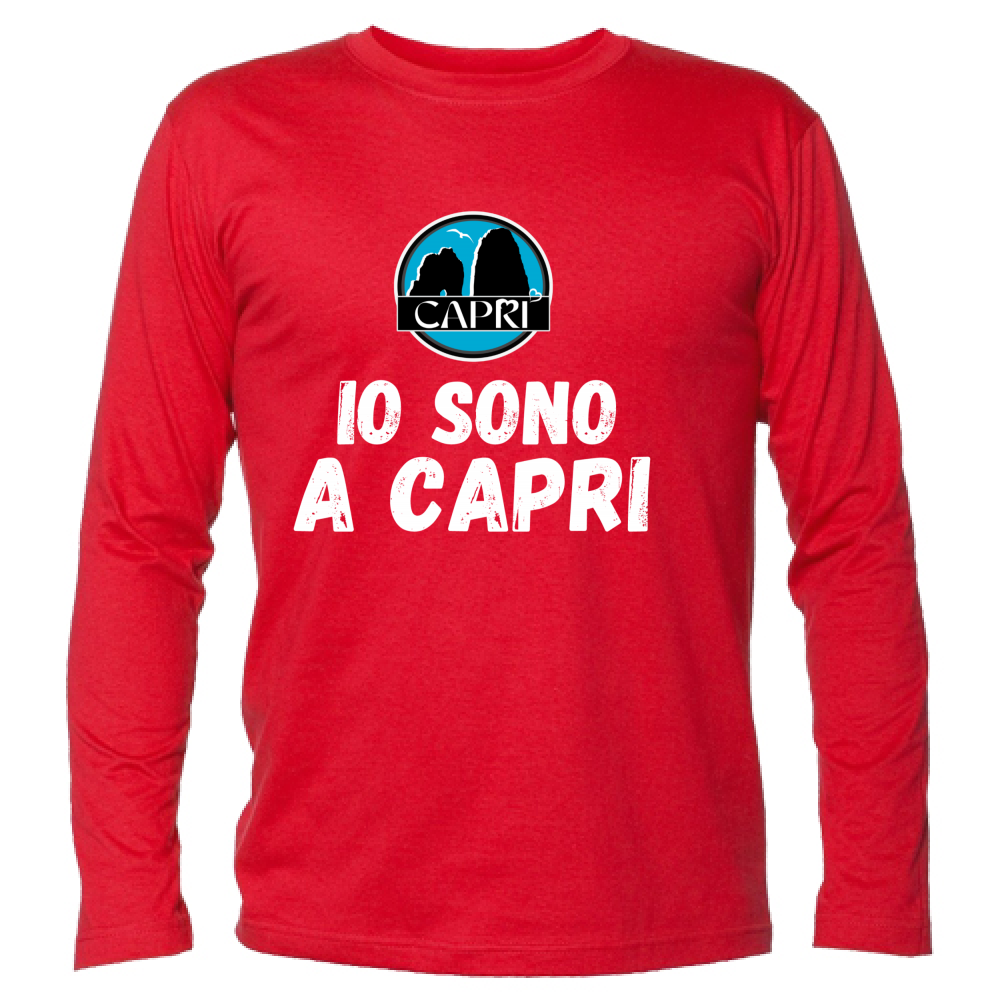 T-Shirt Unisex Manica Lunga IO SONO A CAPRI SCRITTA BIANCA
