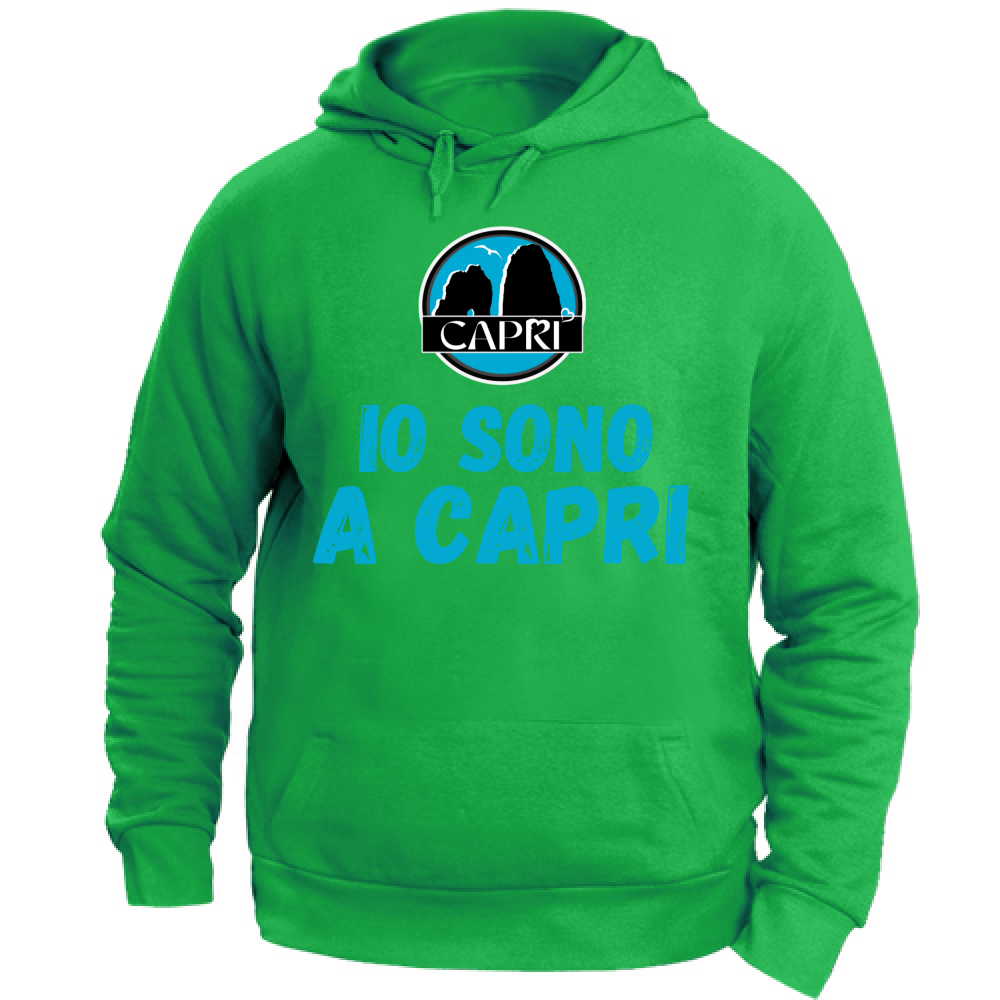 Felpa Unisex con Cappuccio IO SONO A CAPRI SCRITTA AZZURRA