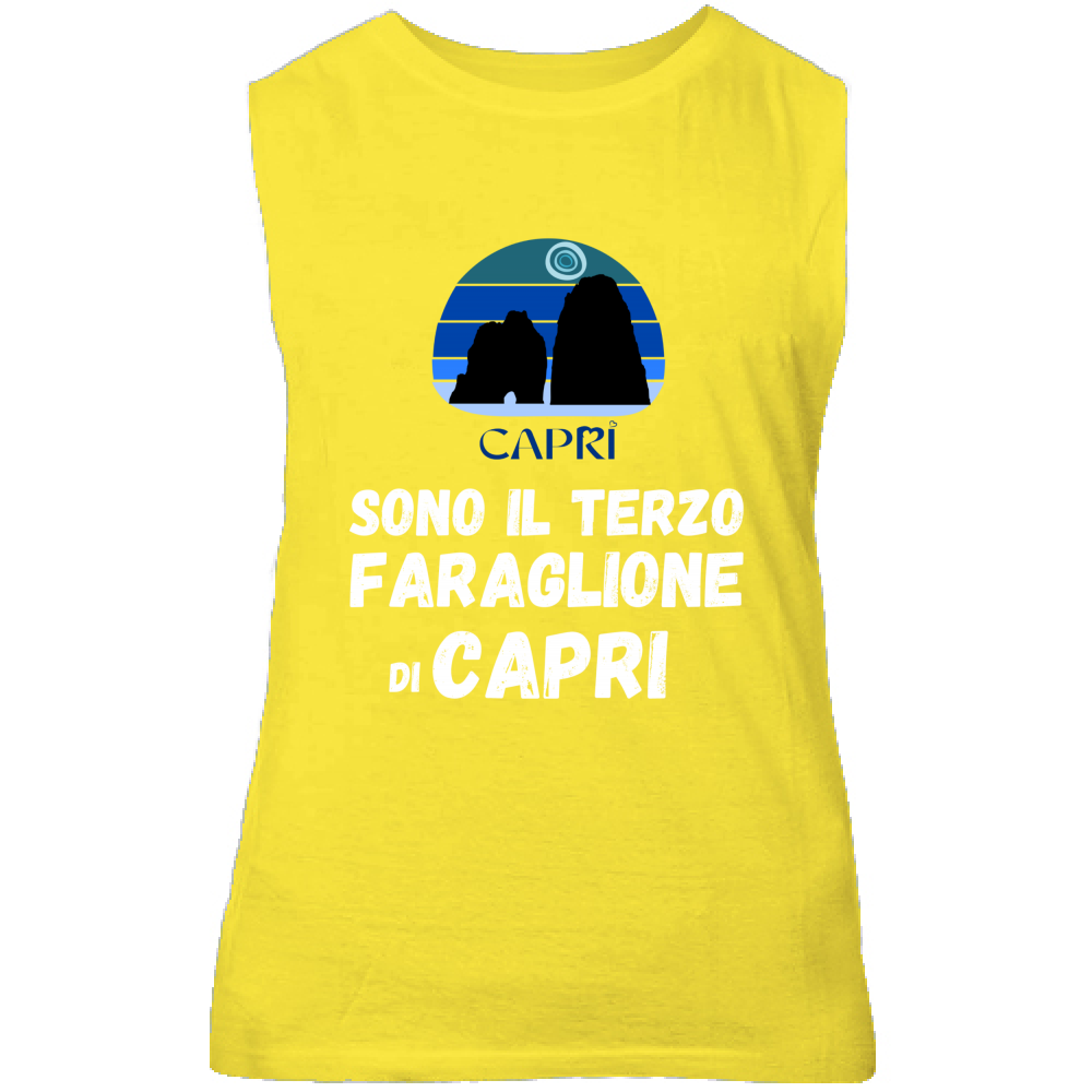 Canotta Unisex SONO IL TERZO FARAGLIONE DI CAPRI SCRITTA BIANCA