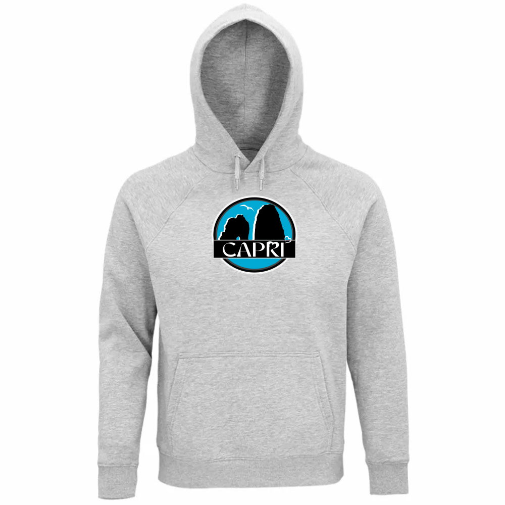 Felpa Organica Unisex Cappuccio CAPRI CERCHIO MAGICO CON  FARAGLIONI