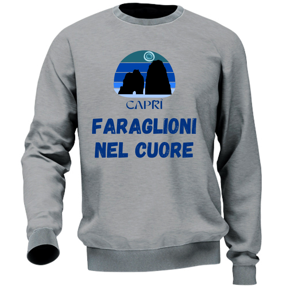 Felpa Unisex FARAGLIONI DI CAPRI NEL CUORE SCRITTA BLUE