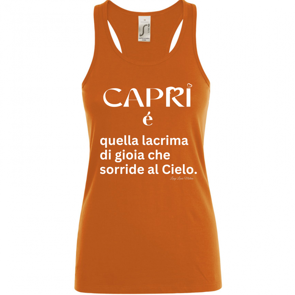 Canotta Donna Capri é quella lacrima di gioia scritta bianca