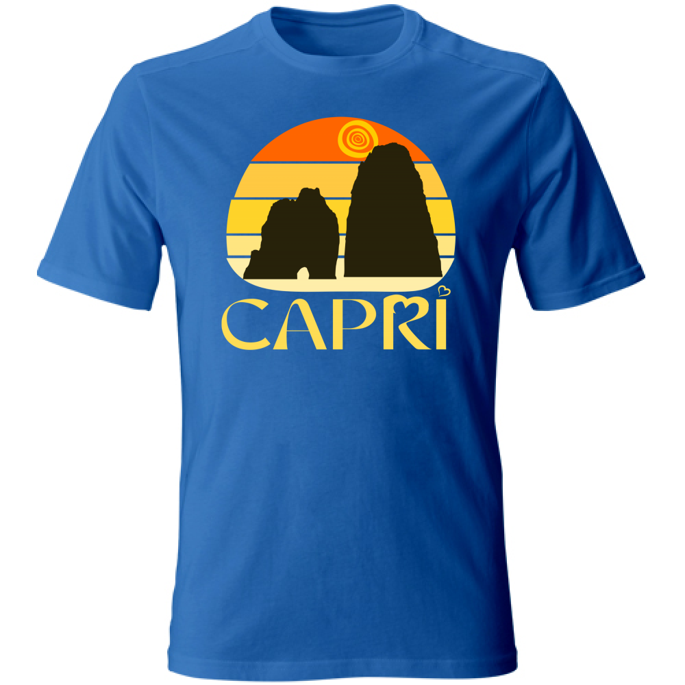 T-Shirt Unisex CAPRI TRAMONTO VINTAGE SCRITTA GIALLO