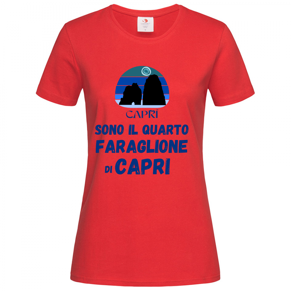 T-Shirt Women Premium SONO IL QUARTO FARAGLIONE DI CAPRI SCRITTA BLUE