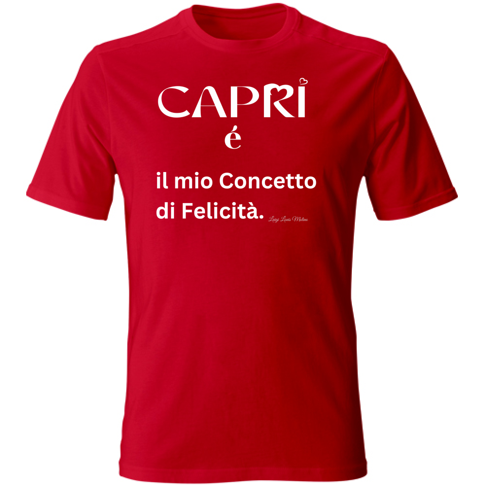 T-Shirt Unisex Large Capri é il mio concetto di Felicità scritta Bian