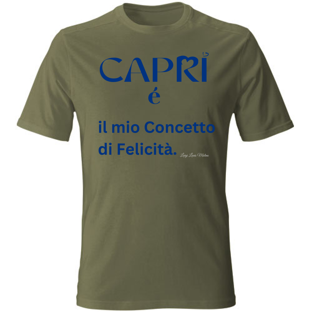 T-Shirt Bambino Capri é il mio concetto di Felicità scritta Blue