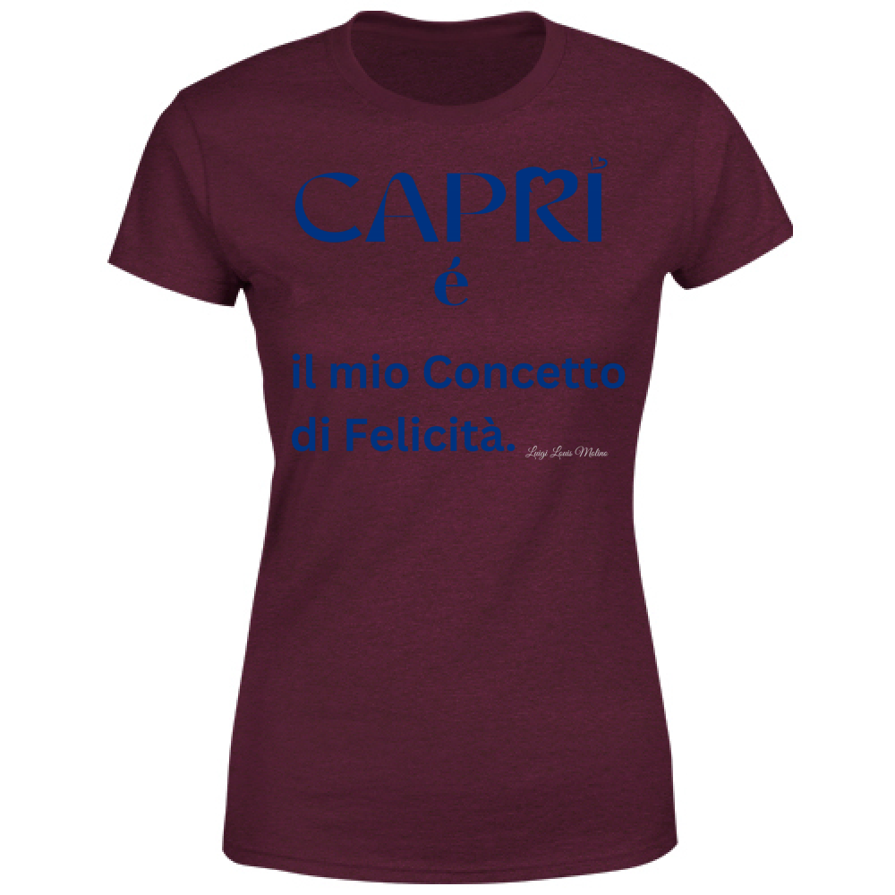 T-Shirt Donna Capri é il mio concetto di Felicità scritta Blue