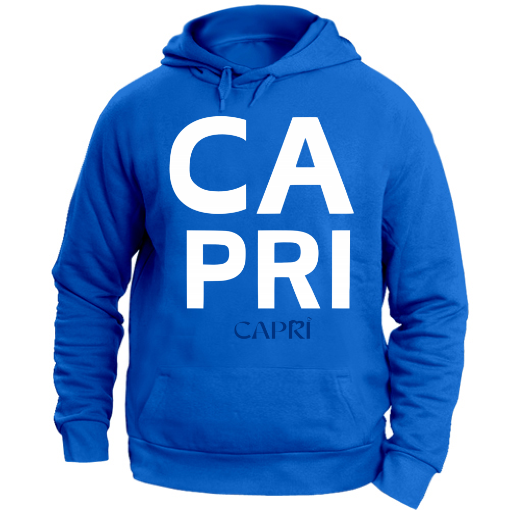 Felpa con Cappuccio Unisex Large CAPRI DESIGN SCRITTA BIANCA