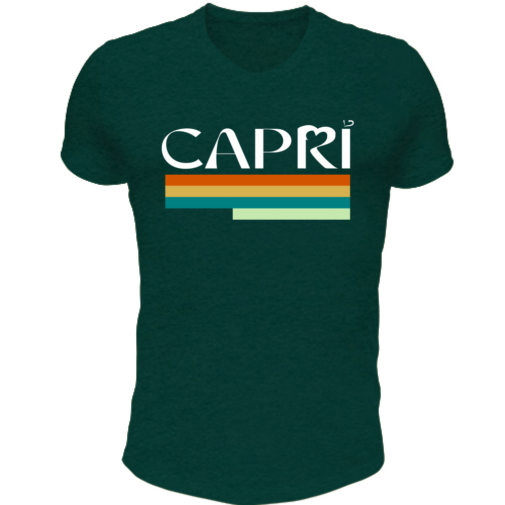 T-Shirt Unisex Scollo V CAPRI TECNICOLOR SCRITTA BIANCA