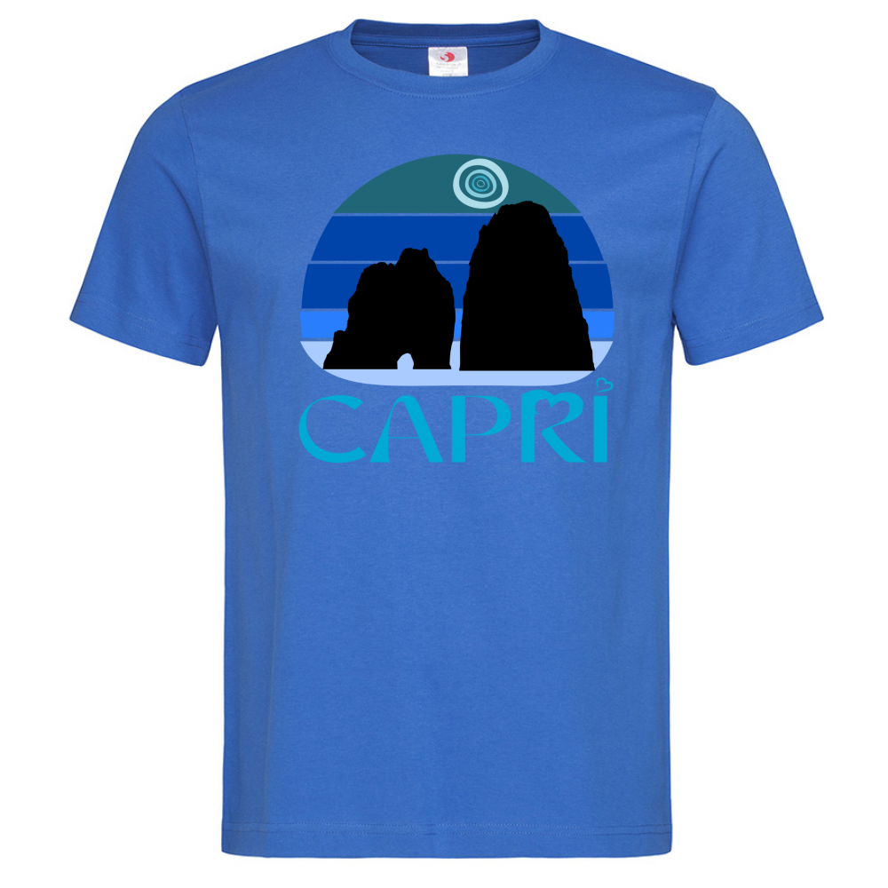 T-Shirt Men Premium CAPRI VINTAGE TRAMONTO AZZURRATO