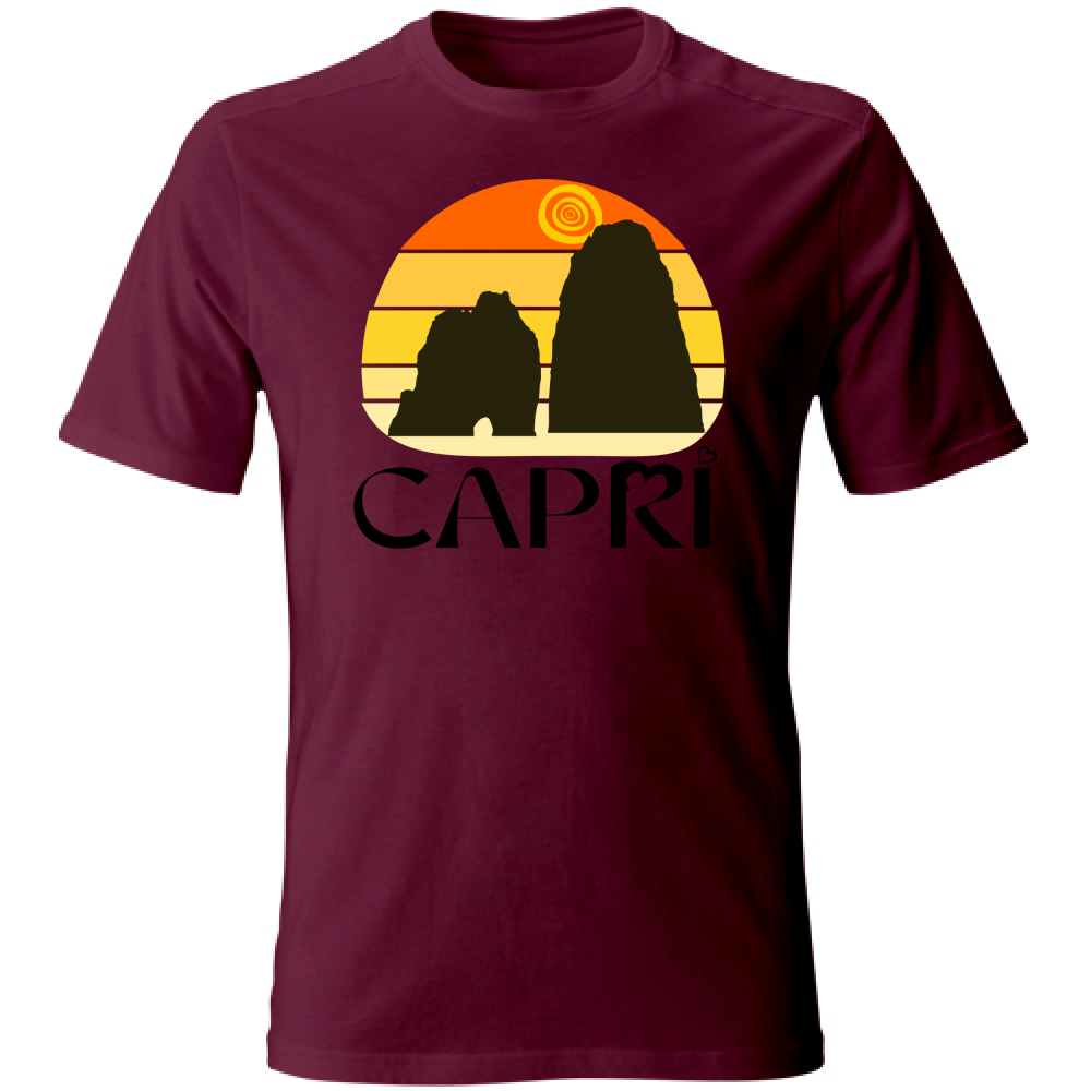 T-Shirt Unisex CAPRI TRAMONTO VINTAGE SCRITTA NERA