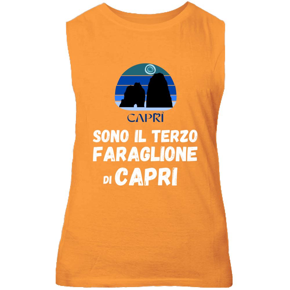 Canotta Unisex SONO IL TERZO FARAGLIONE DI CAPRI SCRITTA BIANCA