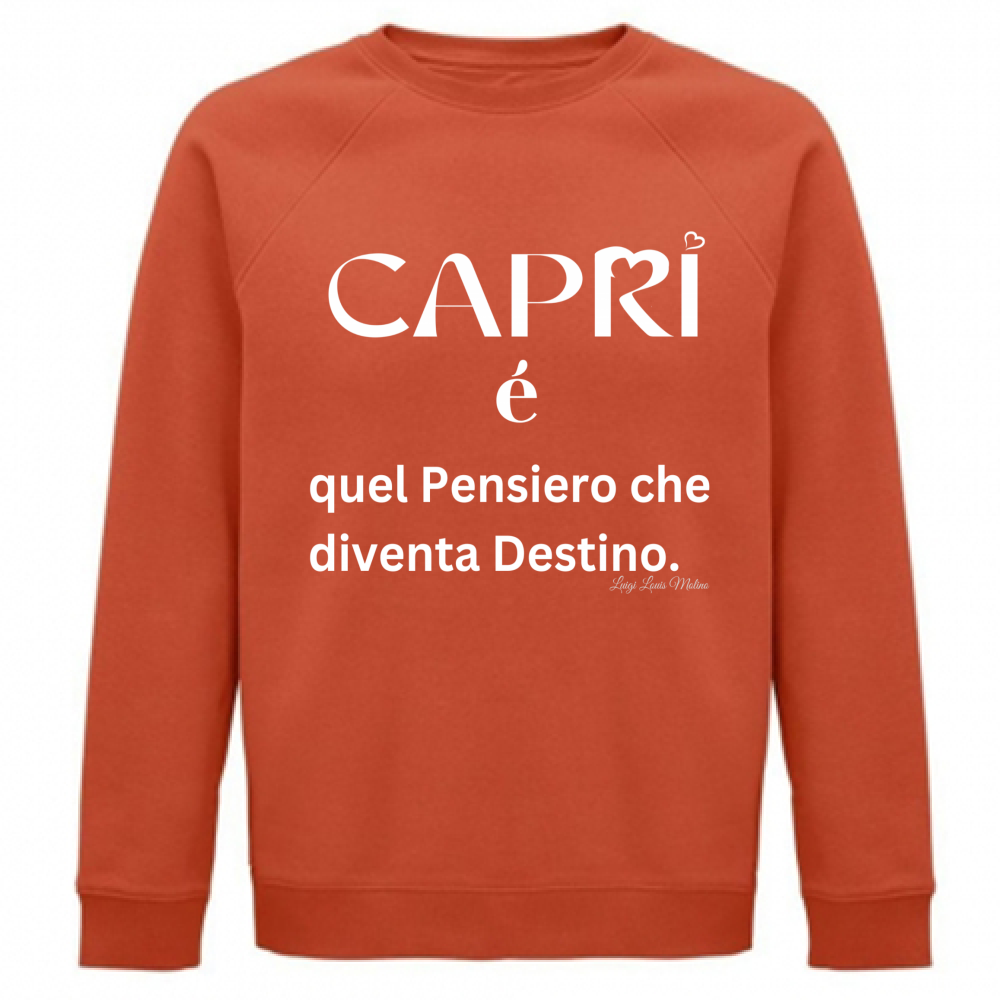 Felpa Unisex Organica Capri quel Pensiero che diventa Destino scritta bi