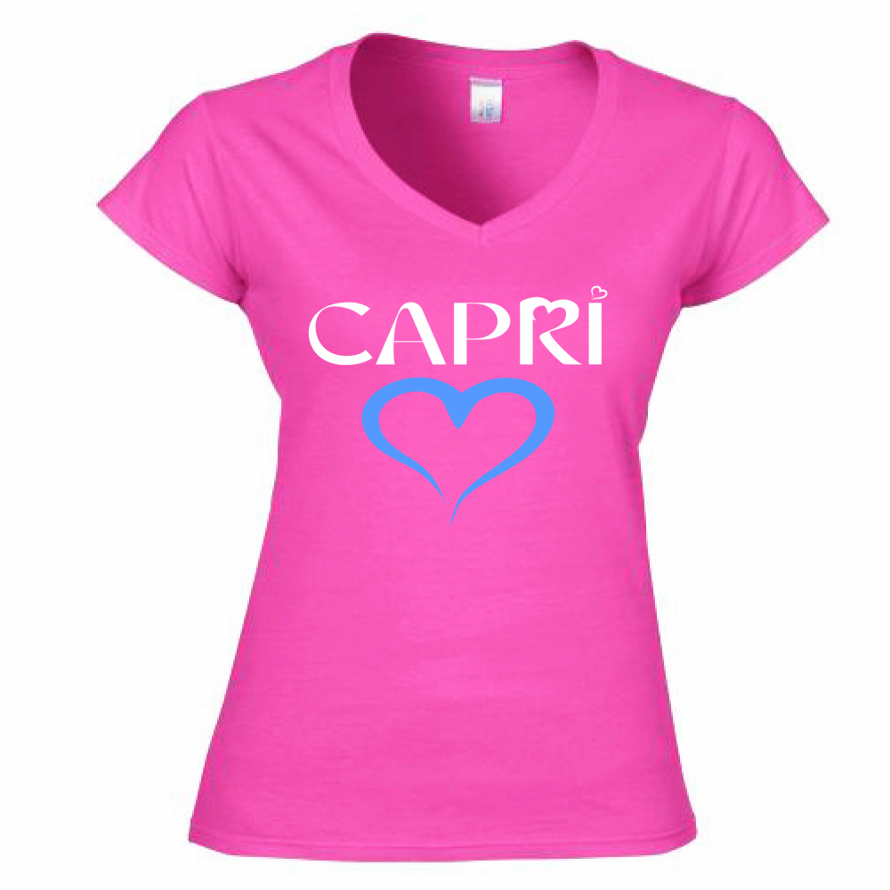 T-Shirt Donna Scollo V CAPRI CUORE AZZURRO