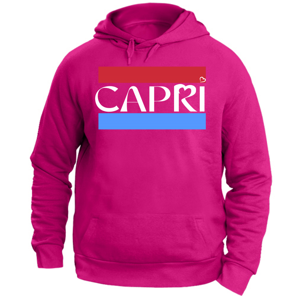 Felpa Unisex con Cappuccio CAPRI FASCIA ROSSO BLUE BIANCO