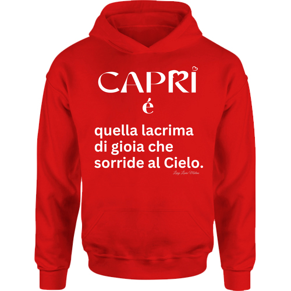 Felpa Bambino con Cappuccio Capri é quella lacrima di gioia scritta bianca
