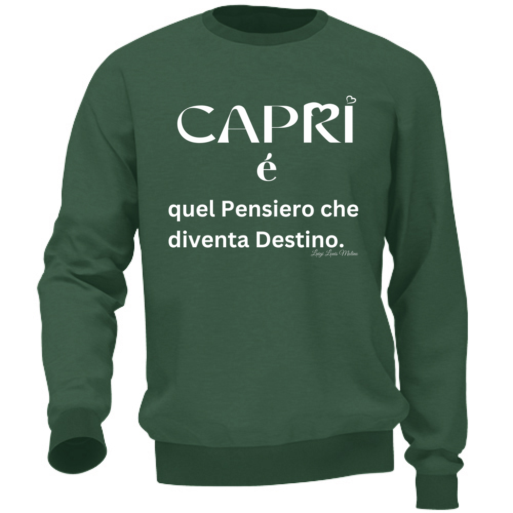 Felpa Unisex Capri quel Pensiero che diventa Destino scritta bi