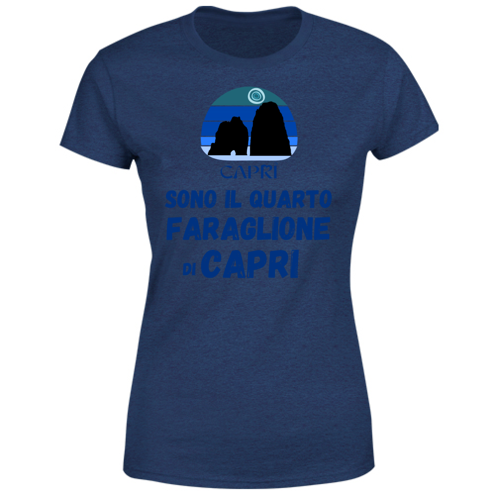 T-Shirt Donna SONO IL QUARTO FARAGLIONE DI CAPRI SCRITTA BLUE