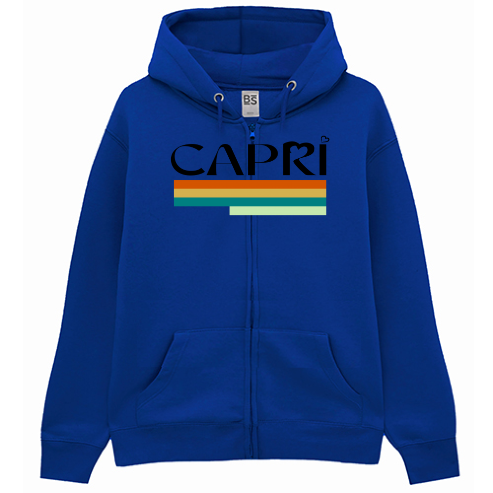 Felpa Premium Cappuccio Zip CAPRI TECNICOLOR SCRITTA NERA
