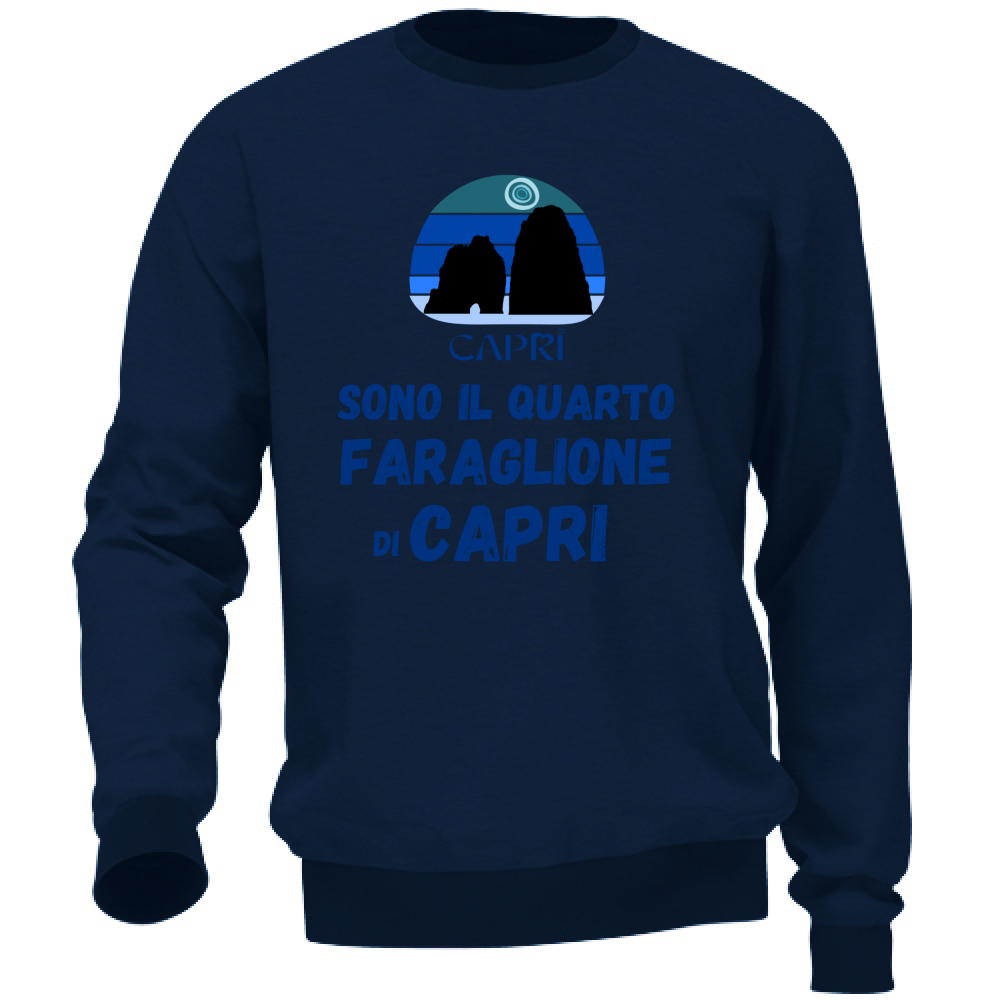 Felpa Unisex SONO IL QUARTO FARAGLIONE DI CAPRI SCRITTA BLUE