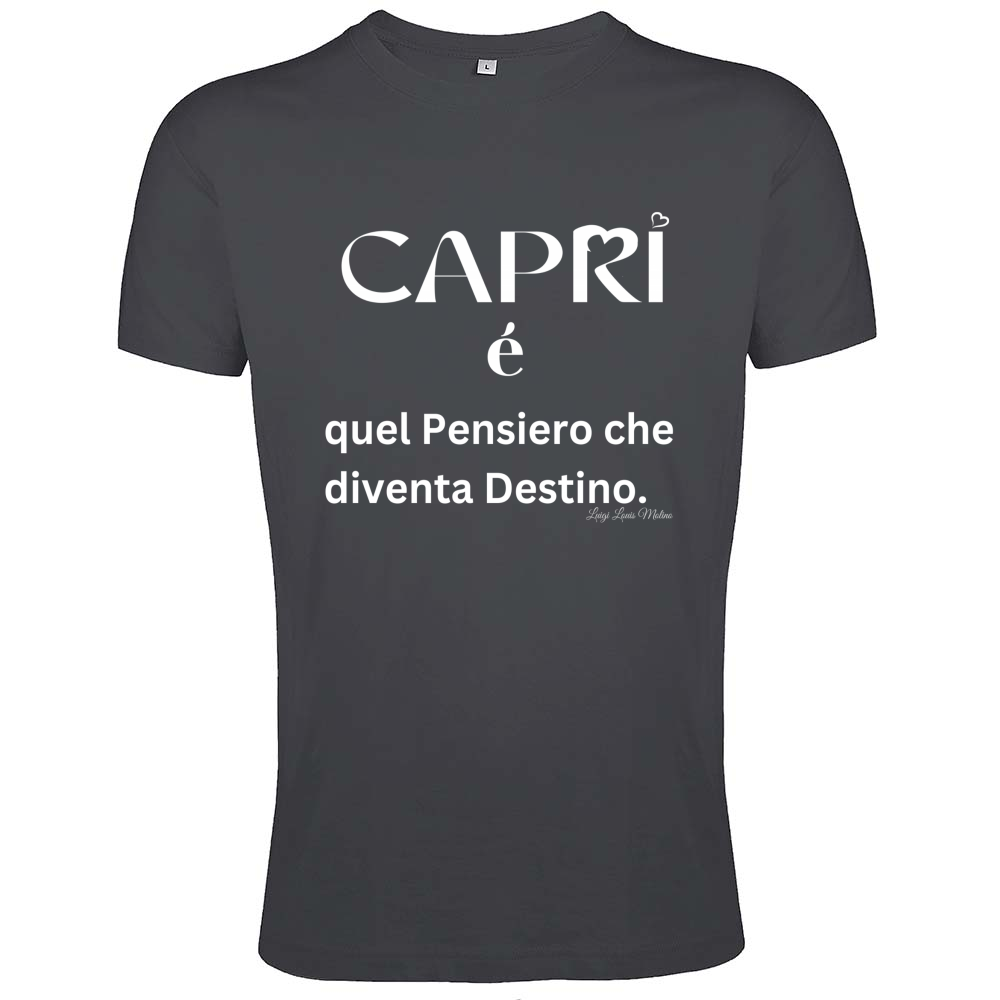 T-Shirt Men Fit Capri quel Pensiero che diventa Destino scritta bi