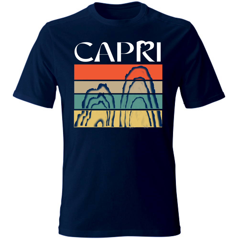 T-Shirt Unisex CAPRI PORZIONI FARAGLIONI SCRITTA BIANCA