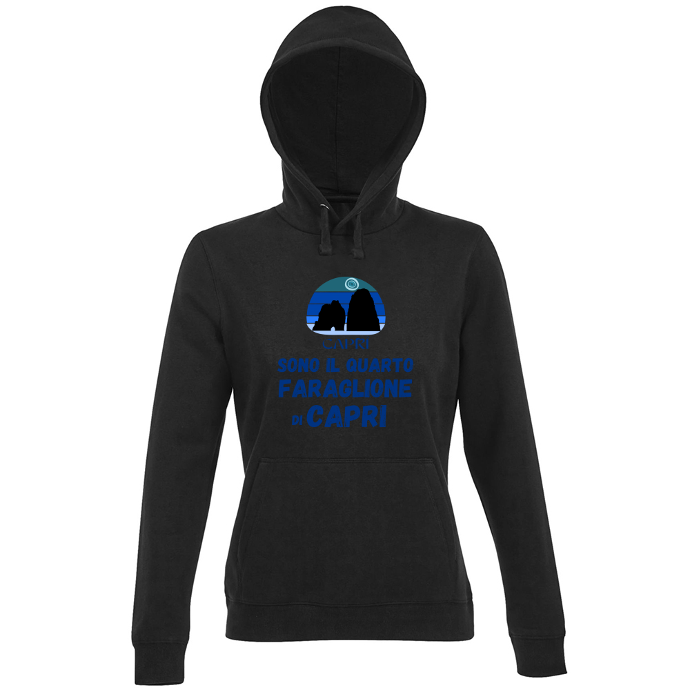 Hoodie Premium Women SONO IL QUARTO FARAGLIONE DI CAPRI SCRITTA BLUE