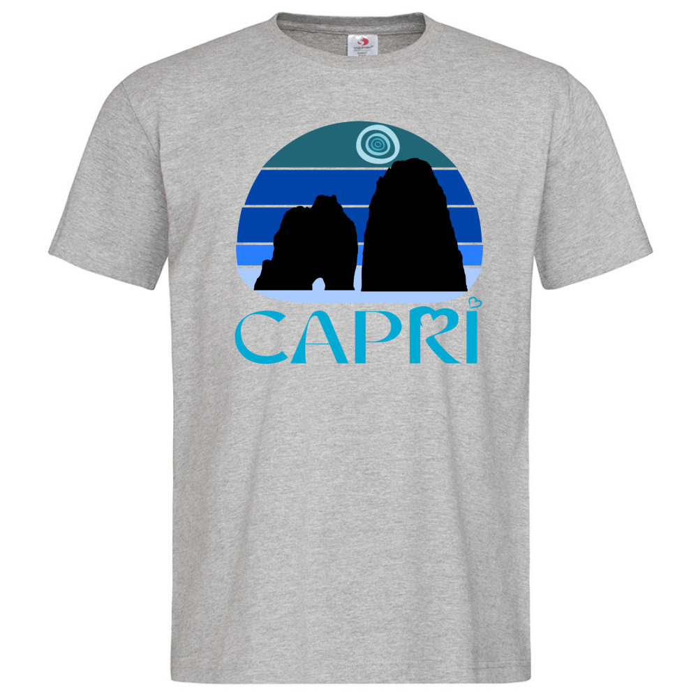 T-Shirt Men Premium CAPRI VINTAGE TRAMONTO AZZURRATO