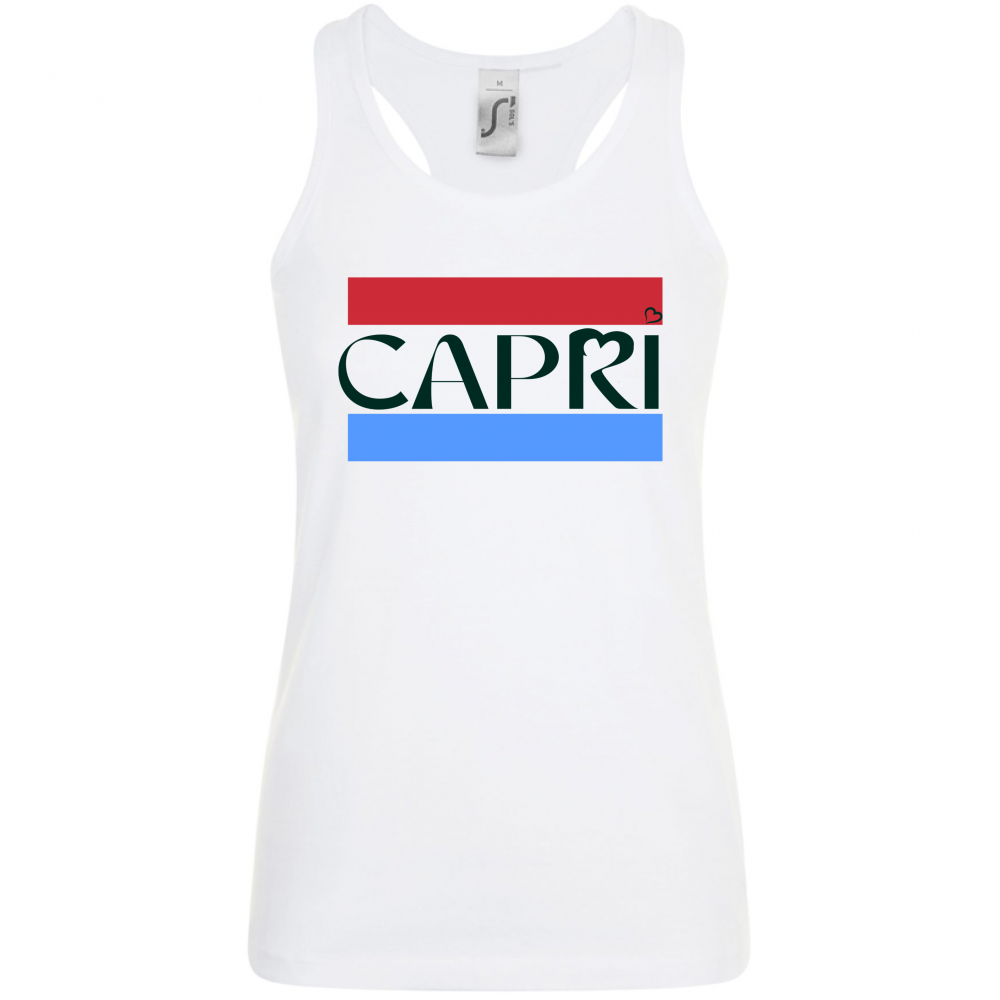 Canotta Donna CAPRI FASCIA ROSSO BLUE SCRITTA NERA