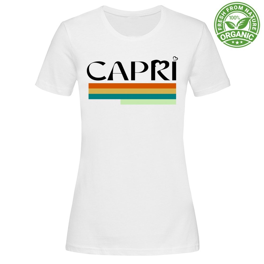 T-Shirt Woman Organic CAPRI TECNICOLOR SCRITTA NERA