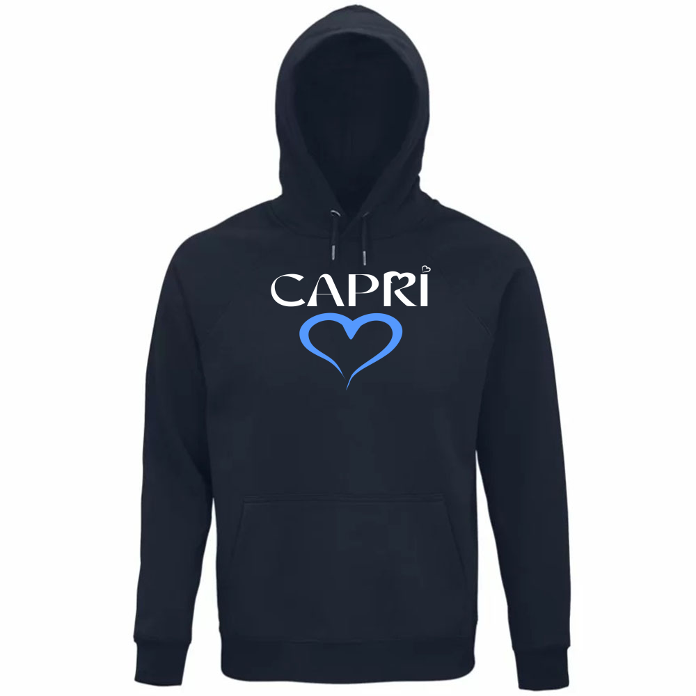 Unisex Organic Hoodie CAPRI HEART BLUE