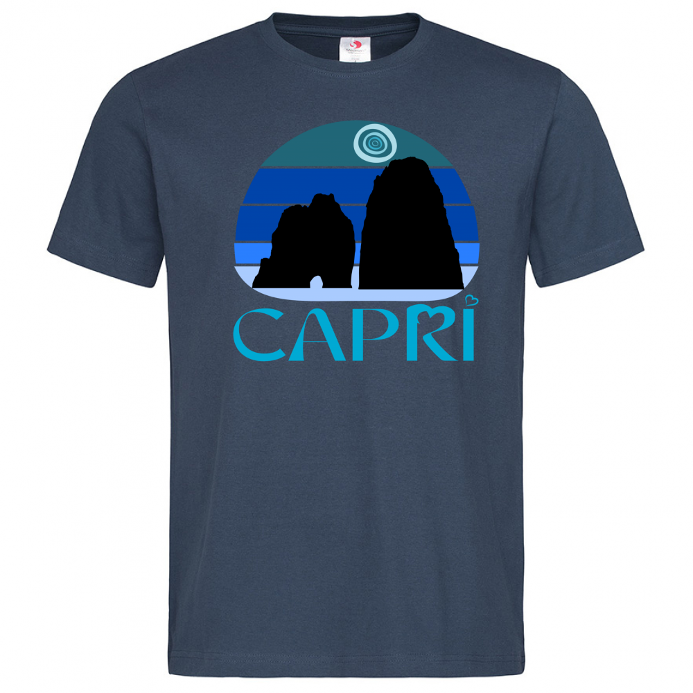 T-Shirt Men Premium CAPRI VINTAGE TRAMONTO AZZURRATO