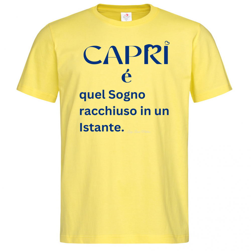 T-Shirt Men Premium Capri Sogno racchiuso in un istante scritta Blue