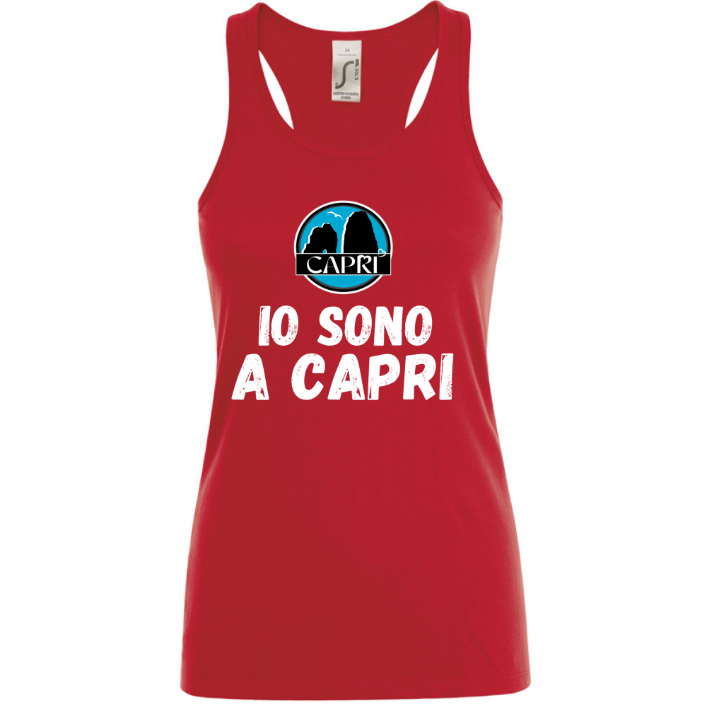 Canotta Donna IO SONO A CAPRI SCRITTA BIANCA