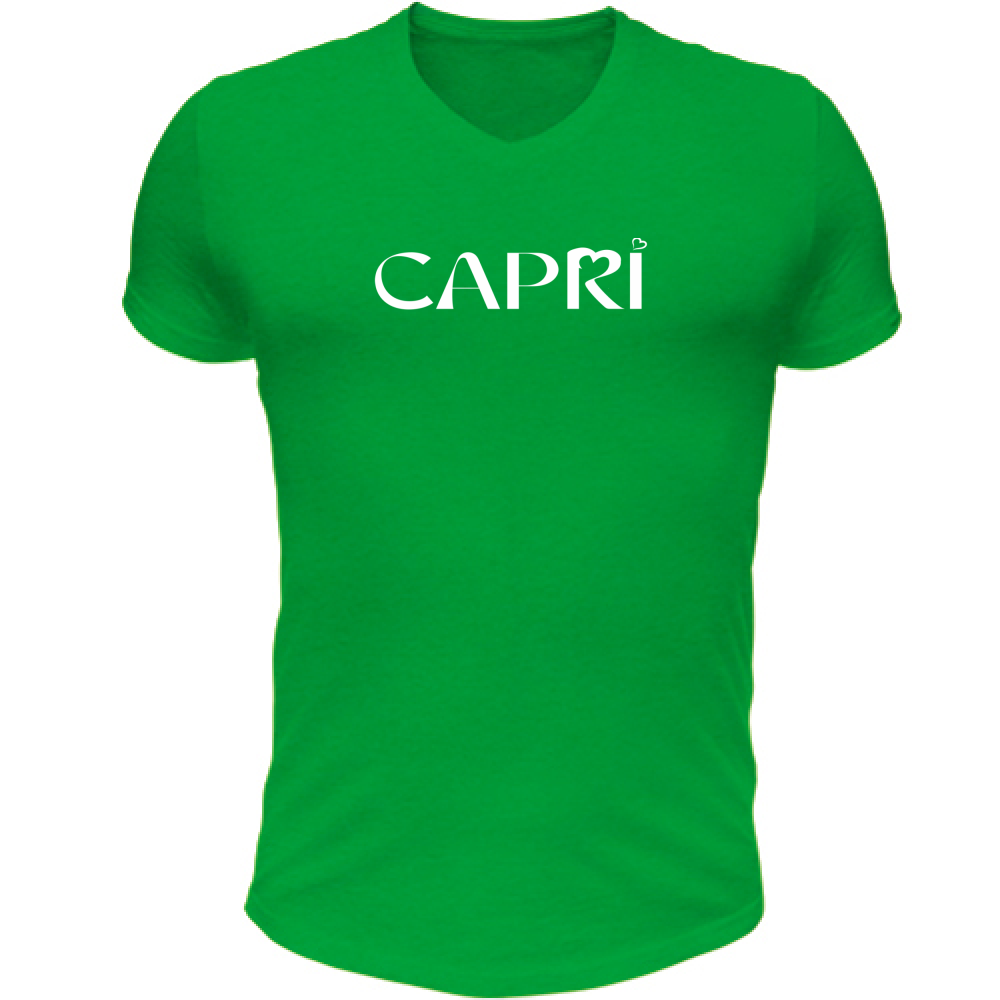 Unisex T-Shirt V-Neck CAPRI MINIMAL WHITE WRITING