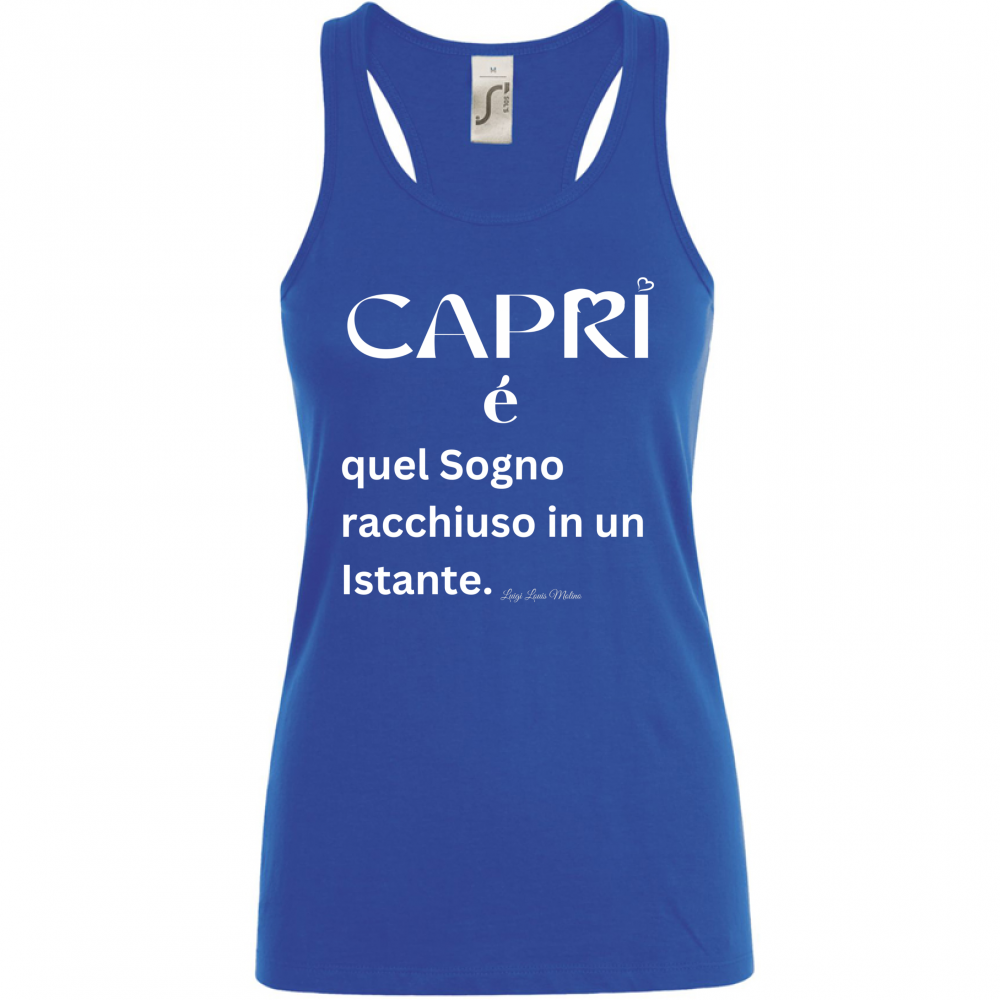 Canotta Donna Capri Sogno racchiuso in un istante scritta bianca