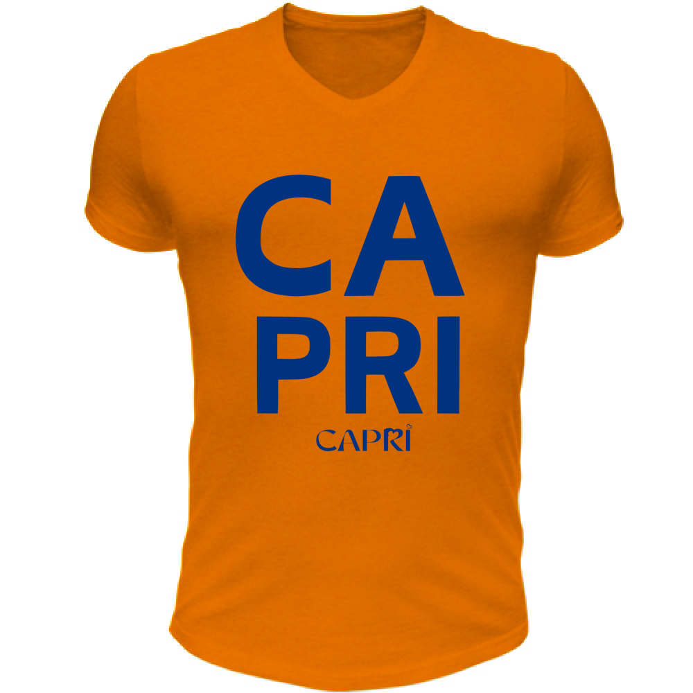 T-Shirt Unisex Scollo V CAPRI DESIGN SCRITTA BLUE