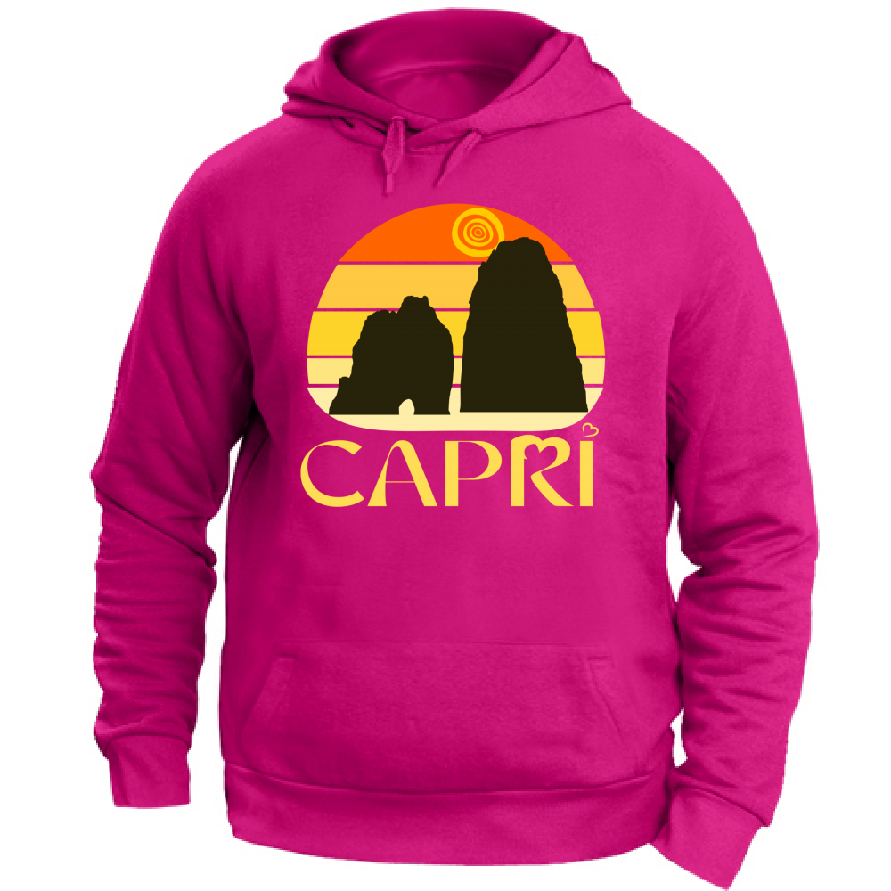 Unisex Hoodie CAPRI SUNSET VINTAGE YELLOW WRITING