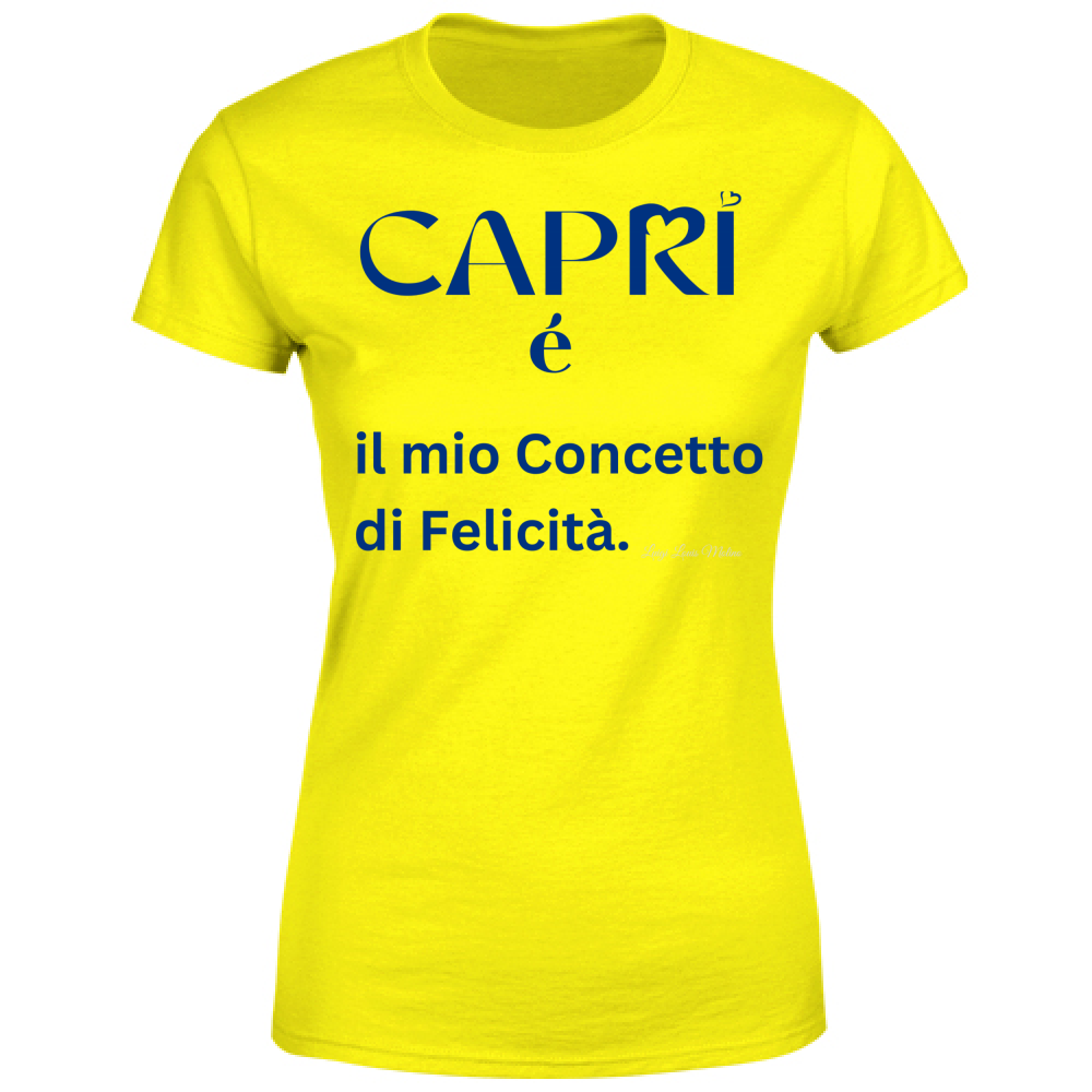 T-Shirt Donna Capri é il mio concetto di Felicità scritta Blue