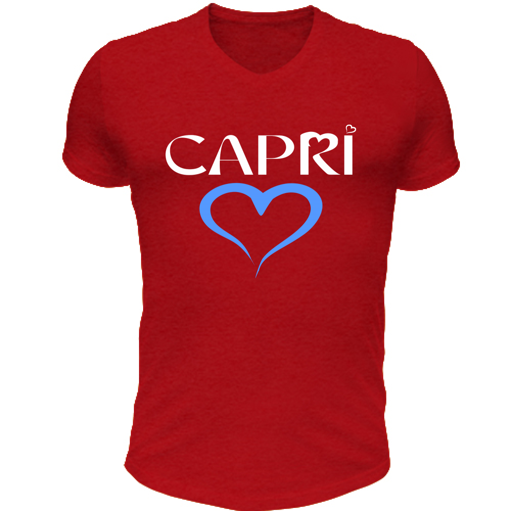 T-Shirt Unisex Scollo V CAPRI CUORE AZZURRO