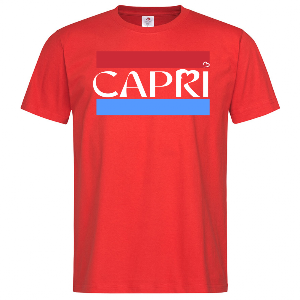 T-Shirt Men Premium CAPRI FASCIA ROSSO BLUE BIANCO