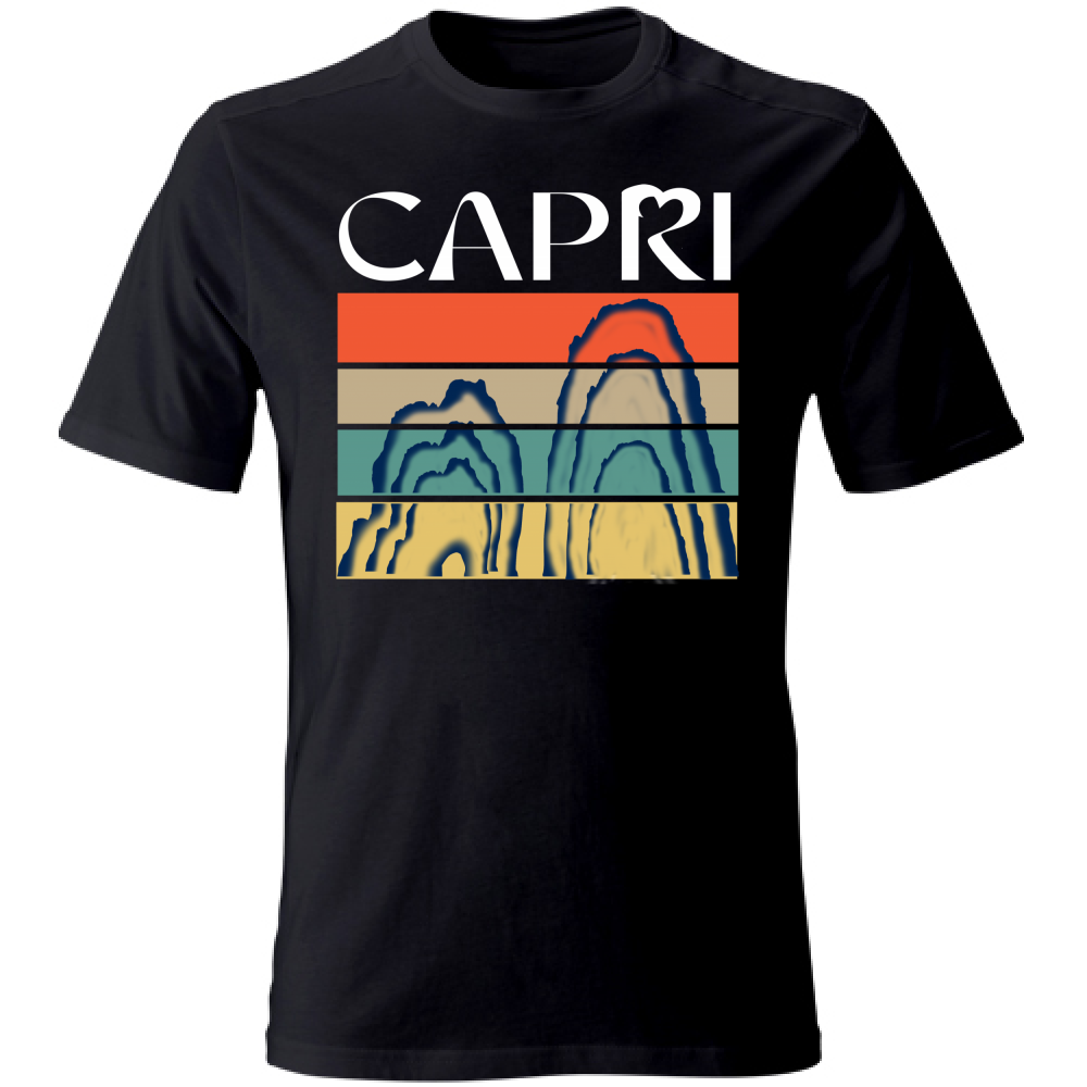 T-Shirt Unisex CAPRI PORZIONI FARAGLIONI SCRITTA BIANCA