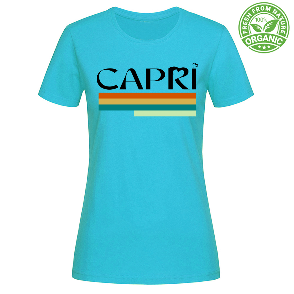 T-Shirt Woman Organic CAPRI TECNICOLOR SCRITTA NERA