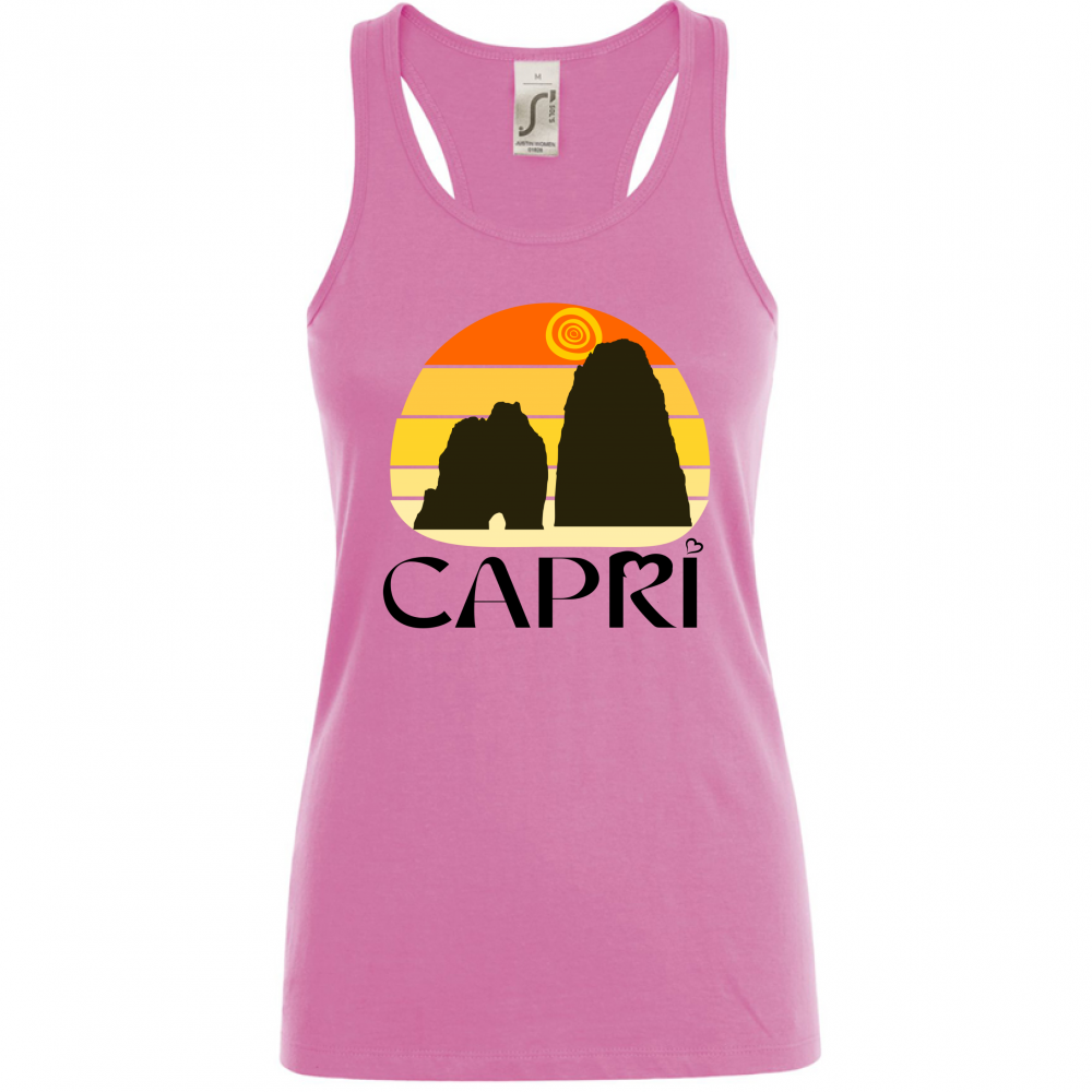Canotta Donna CAPRI TRAMONTO VINTAGE SCRITTA NERA