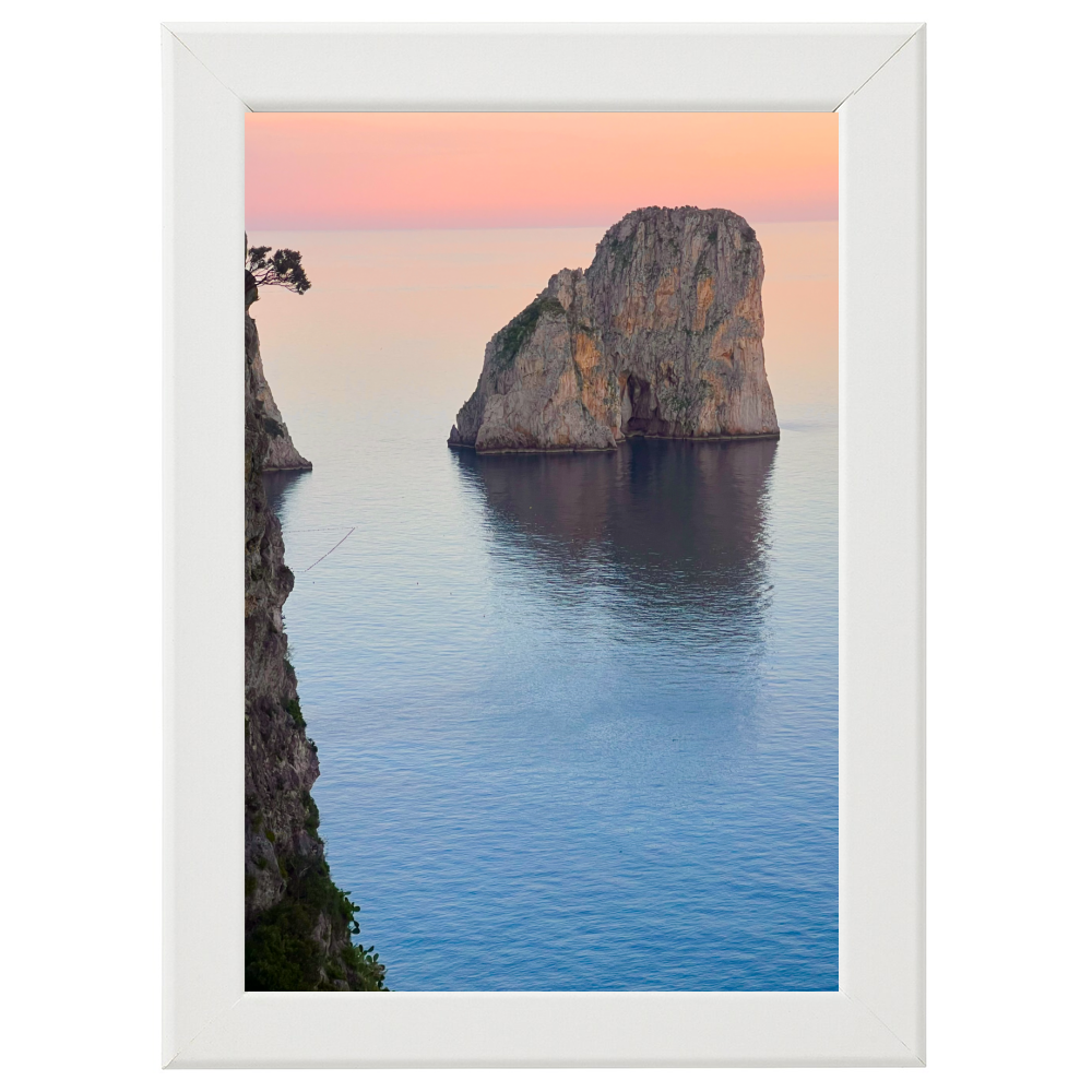 Poster con Cornice 40x60 Capri Faraglione in Rosa