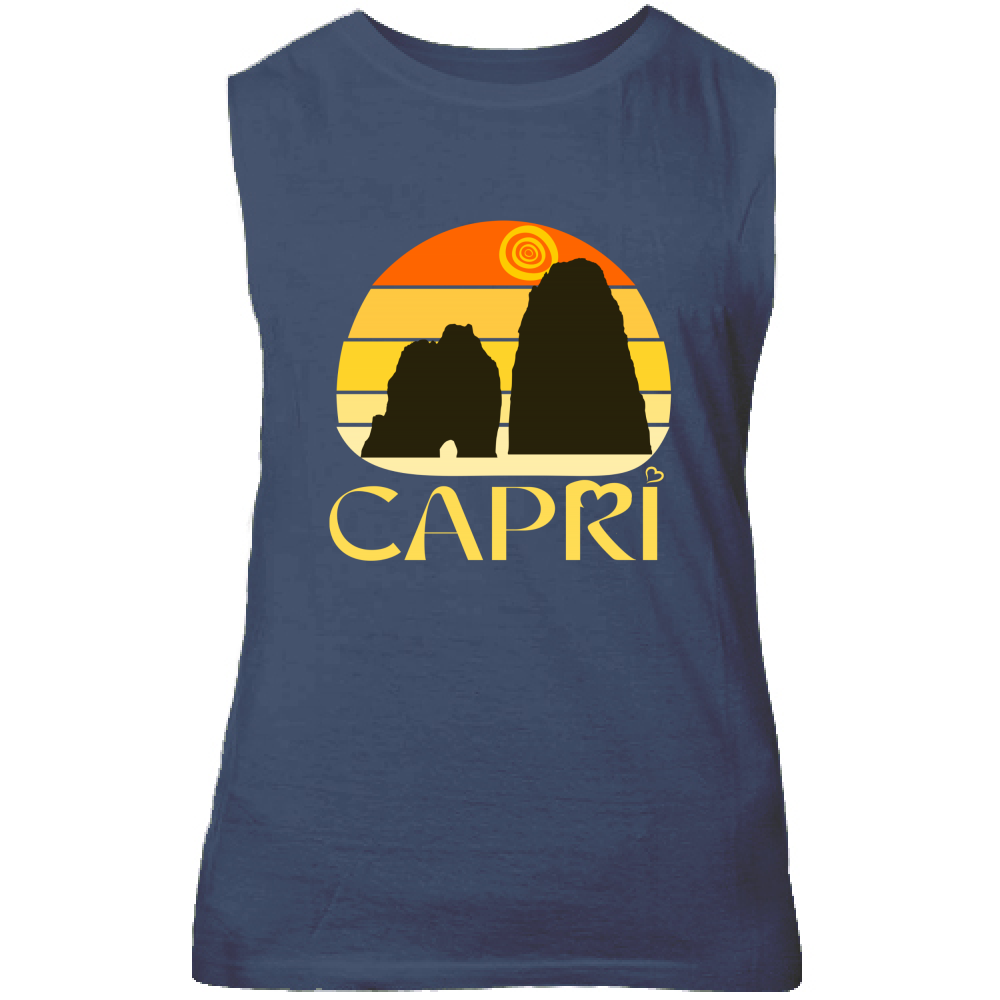 Canotta Unisex CAPRI TRAMONTO VINTAGE SCRITTA GIALLO