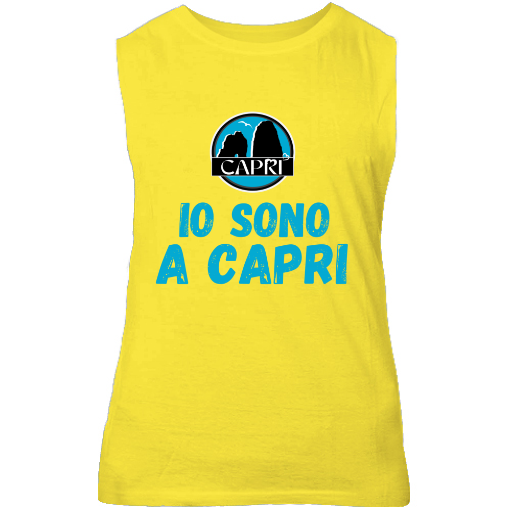 Canotta Unisex IO SONO A CAPRI SCRITTA AZZURRA